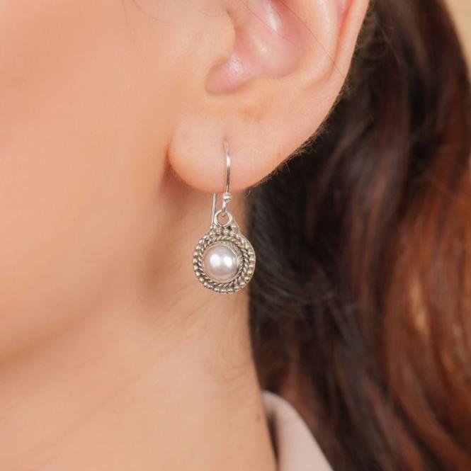 Pearl 925 Silver Round Earrings The Spring Story