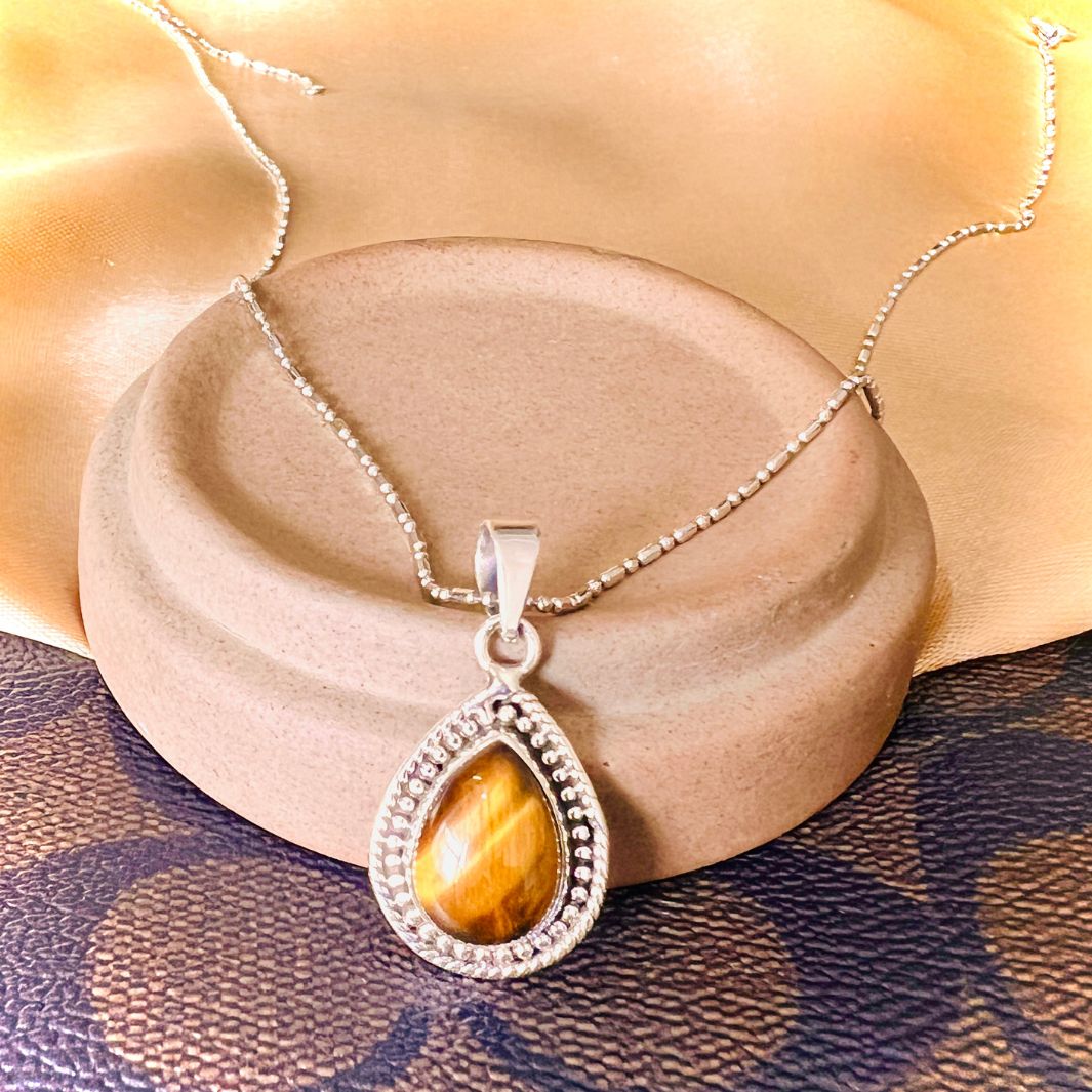 Tiger Eye Drop 925 Silver Pendant The Spring Story