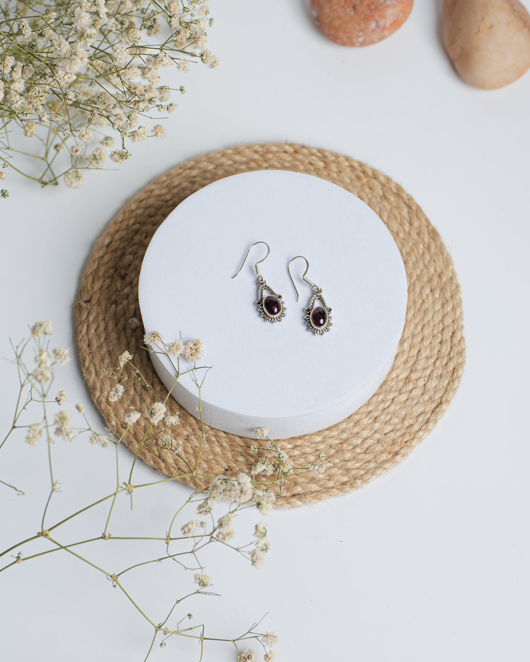 Garnet 925 Silver Hanging Earrings The Spring Story
