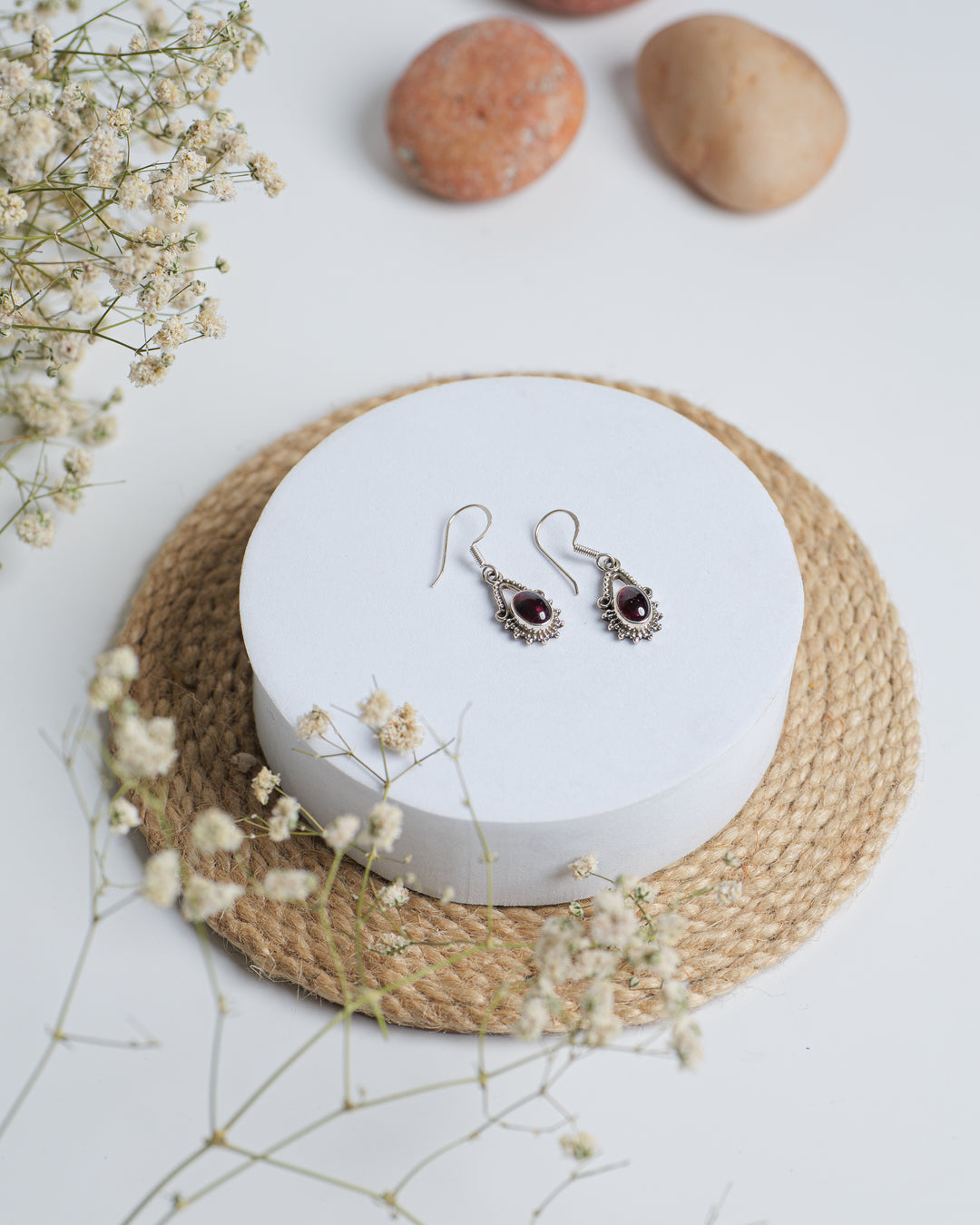 Garnet 925 Silver Hanging Earrings The Spring Story