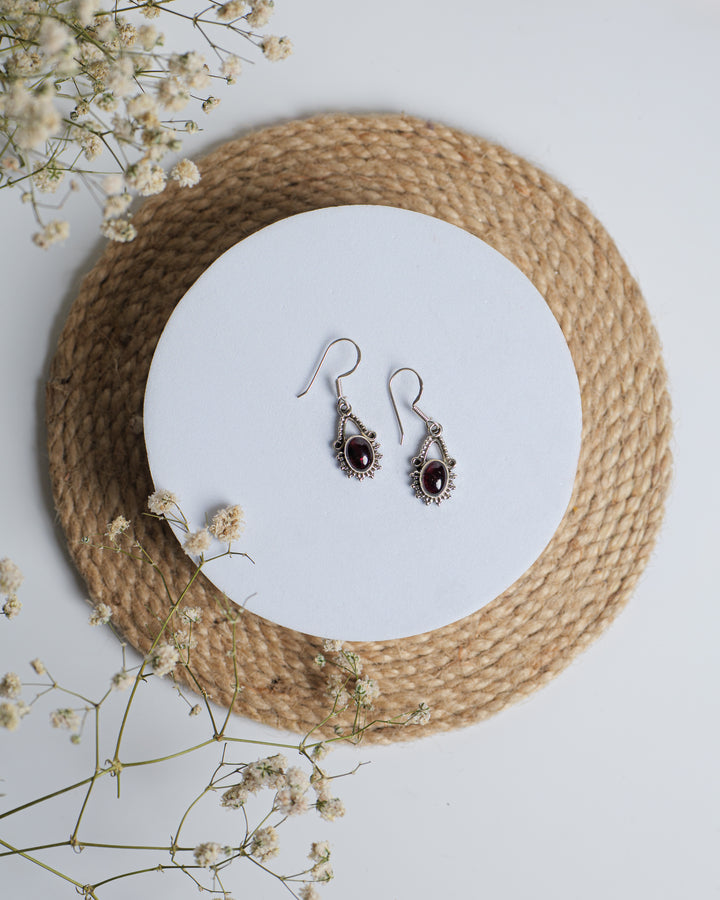 Garnet 925 Silver Hanging Earrings The Spring Story