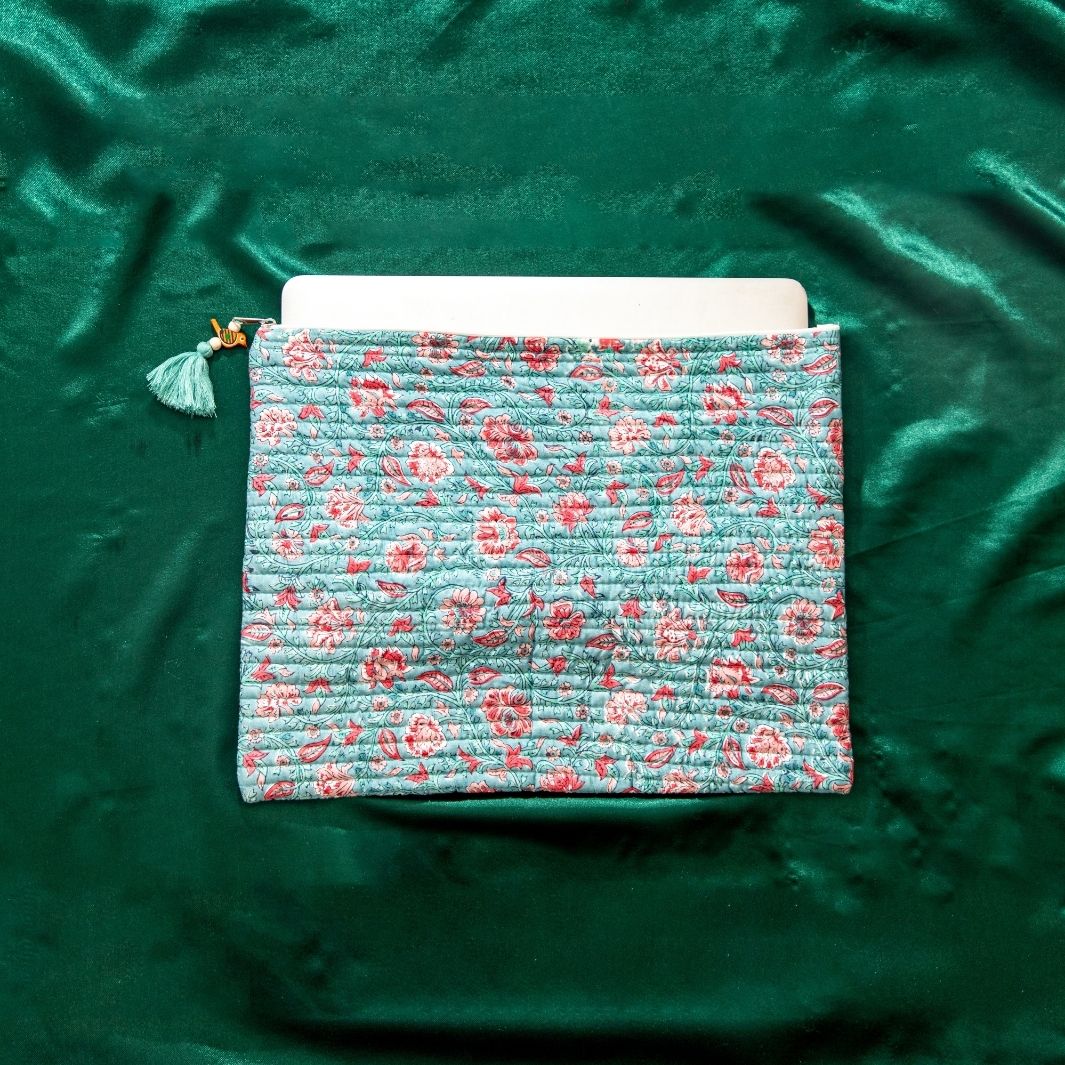 Bahaar Handblock Print Cotton Laptop Sleeve ( 13 inch )