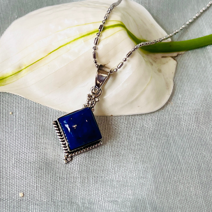 Lapis  Diamond Shape 925 Silver Pendant