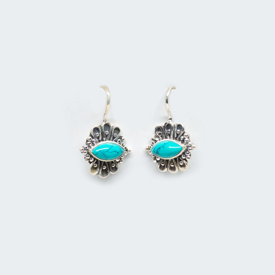 Turquoise 925 Silver Butterfly Earrings