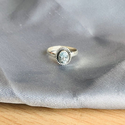 925 Silver Blue Topaz Cut Ring