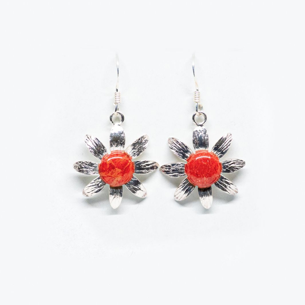 Coral 925 Silver Earrings