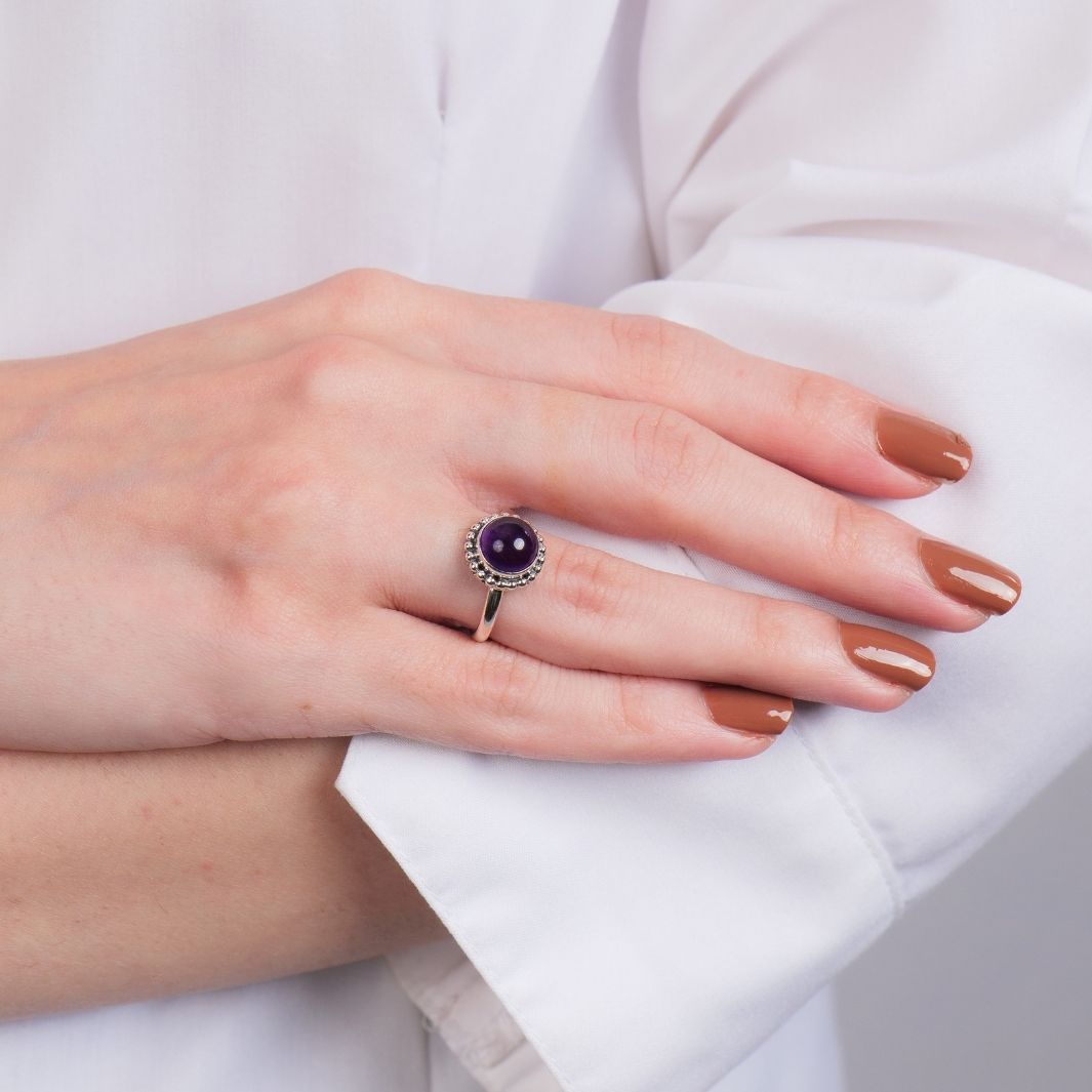 Amethyst 925 Silver Round Ring