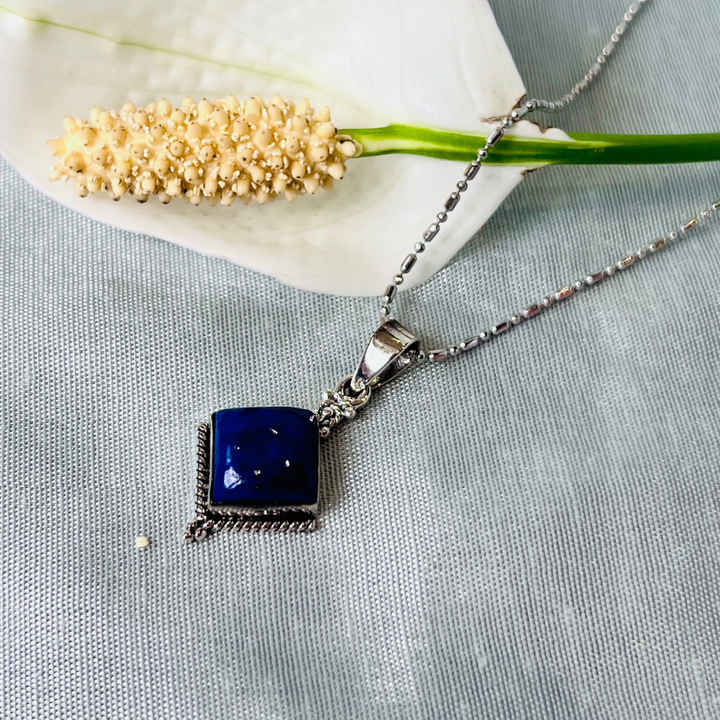 Lapis  Diamond Shape 925 Silver Pendant