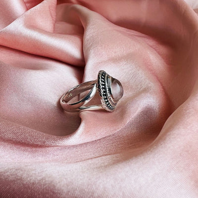 Rose quartz 925 Silver Drop Ring