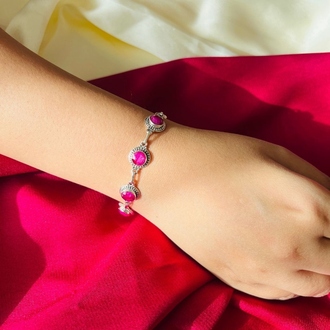 Dyed Ruby 925 Silver Bracelet