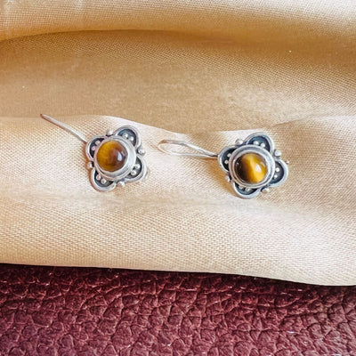 Tiger Eye 925 Silver Earrings