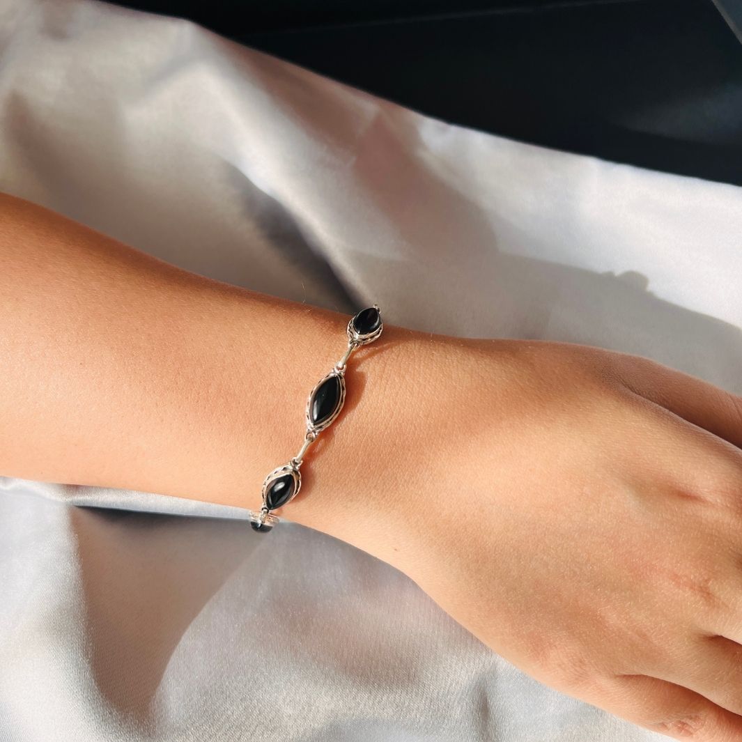 Black Onyx 925 Silver Bracelet