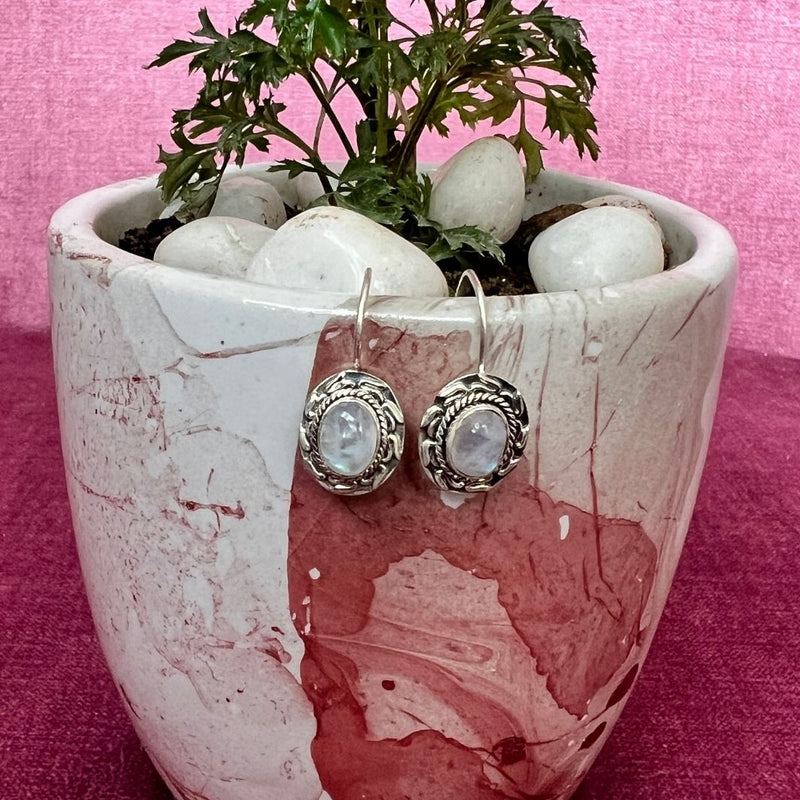 Moon Stone 925 Silver Earrings