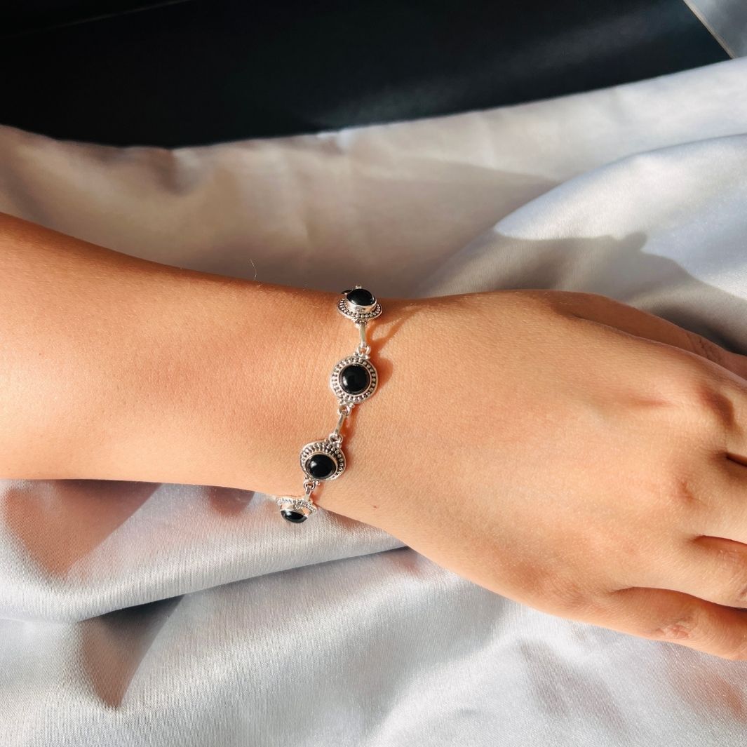 Black Onyx 925 Silver Bracelet