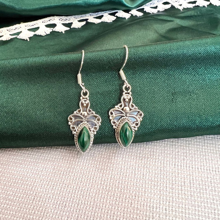 Malachite Marquise 925 Silver Earrings