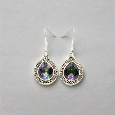 Mystic 925 Silver Drop Shaped Earrings