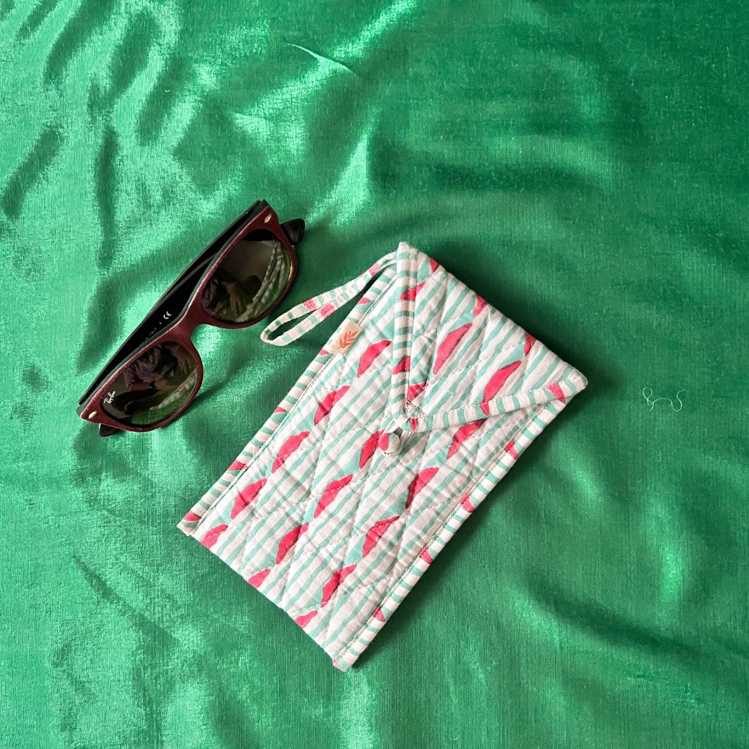 Ira Handblock Print Cotton Spectacle Pouch