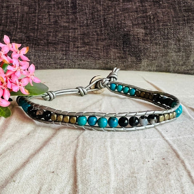 Multicolour Leather & Bead Bracelet