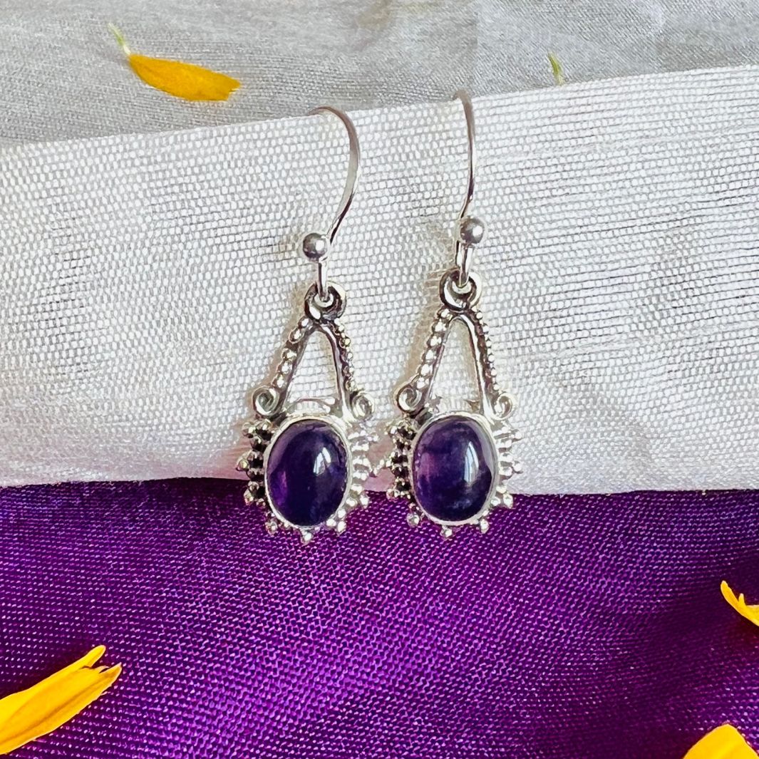 Amethyst 925 Silver Hanging Earrings