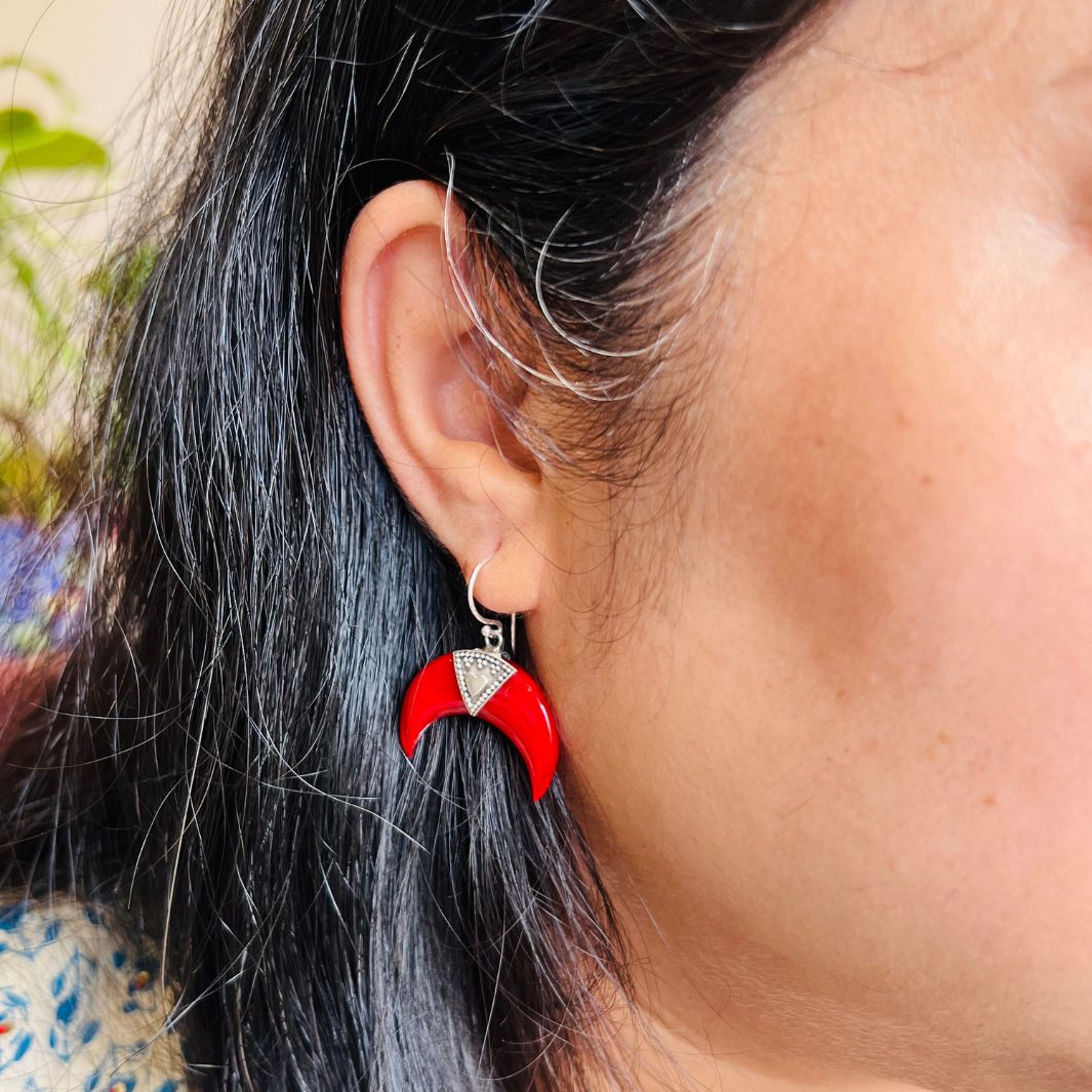 Coral 925 Silver Earrings