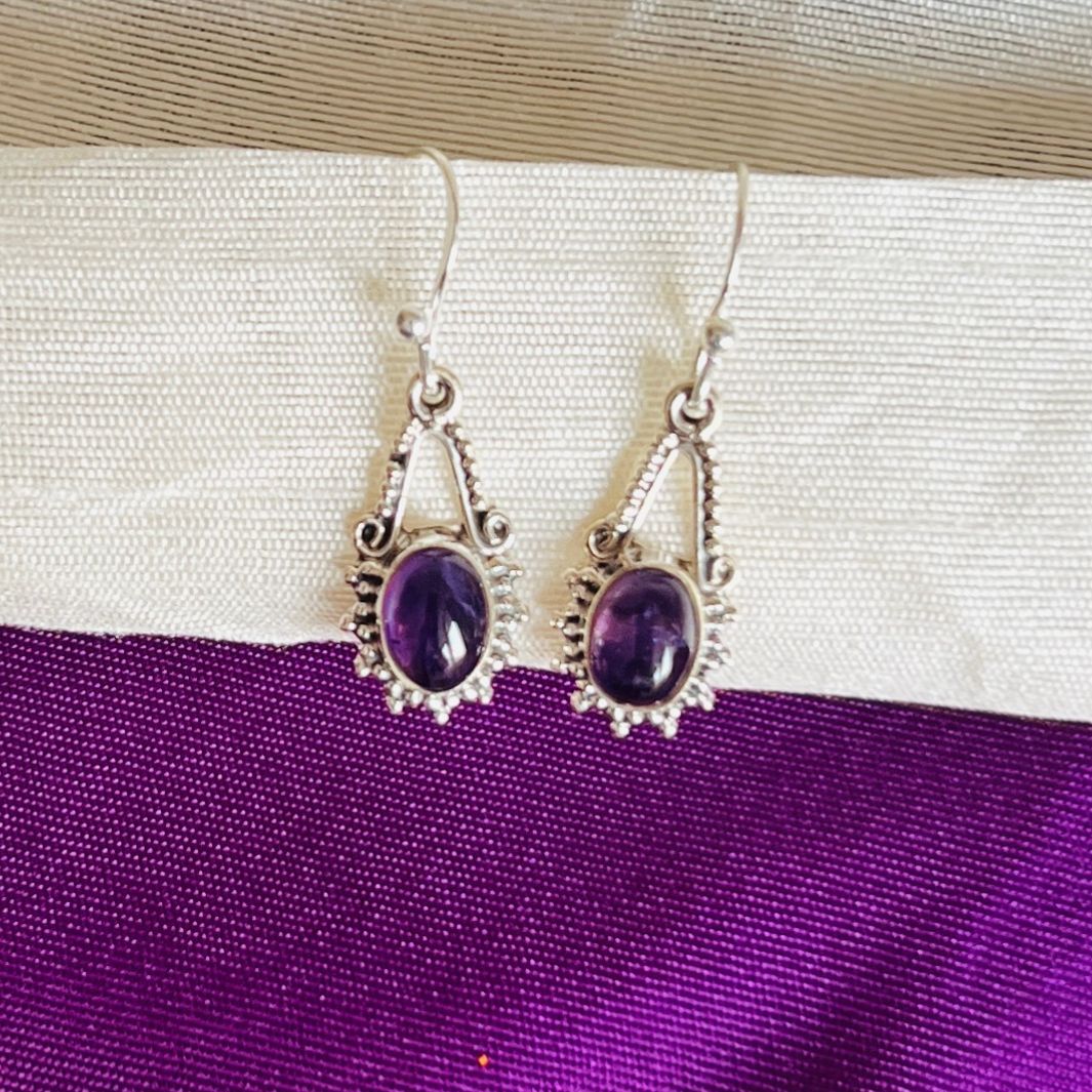 Amethyst 925 Silver Hanging Earrings