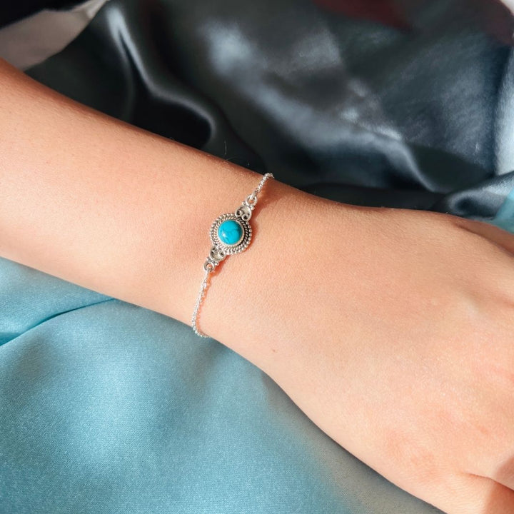 Turquoise Round 925 Silver Bracelet