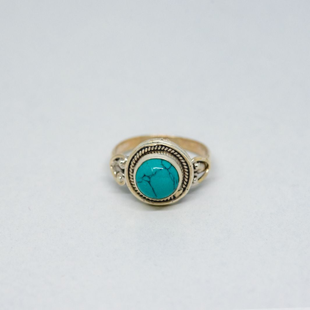 Turquoise 925 Silver Round Ring