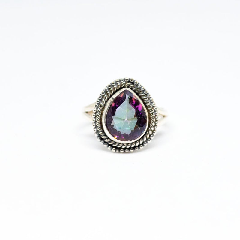 Mystic 925 Silver Drop Shaped Ring