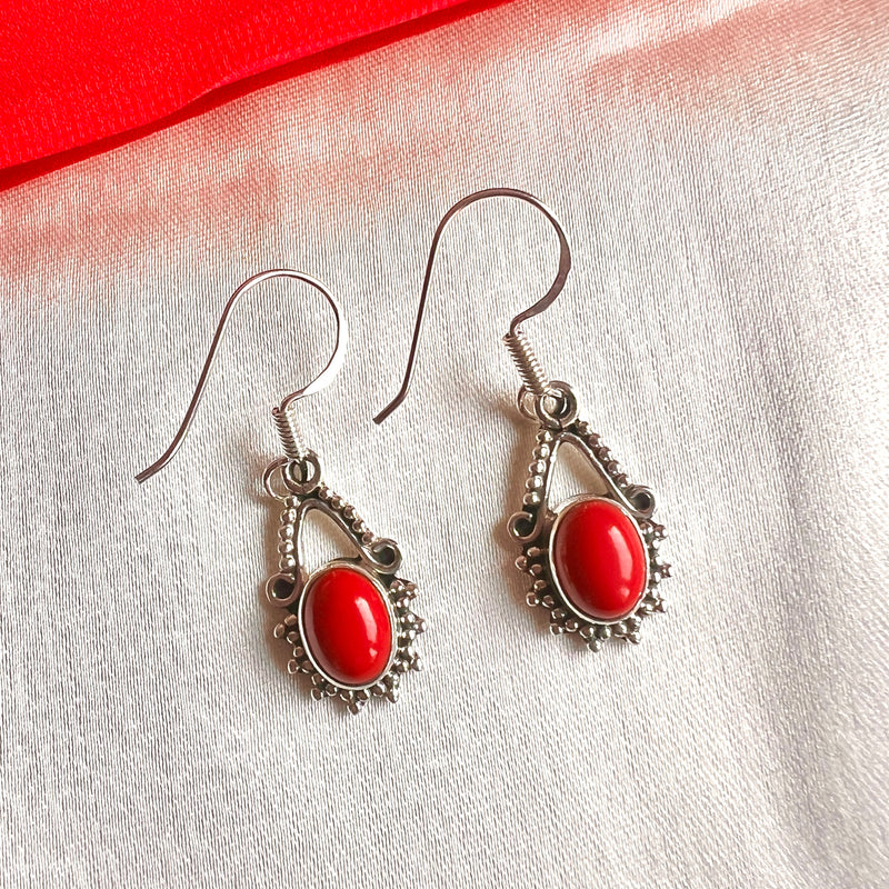 Coral Hanging 925 Silver Earring