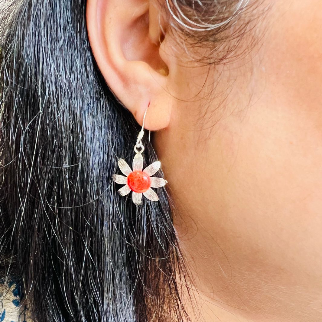 Coral 925 Silver Earrings