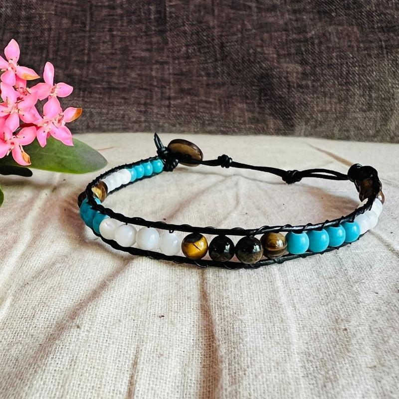 Multicolour Leather & Bead Bracelet