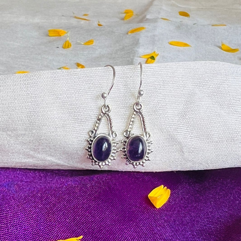 Amethyst 925 Silver Hanging Earrings