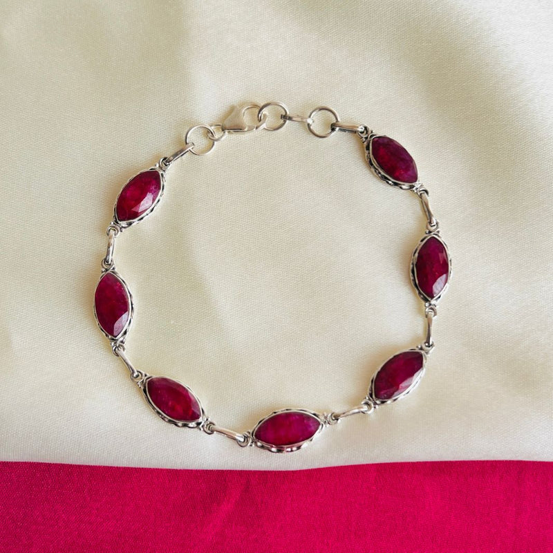 Dyed Ruby 925 Silver Bracelet