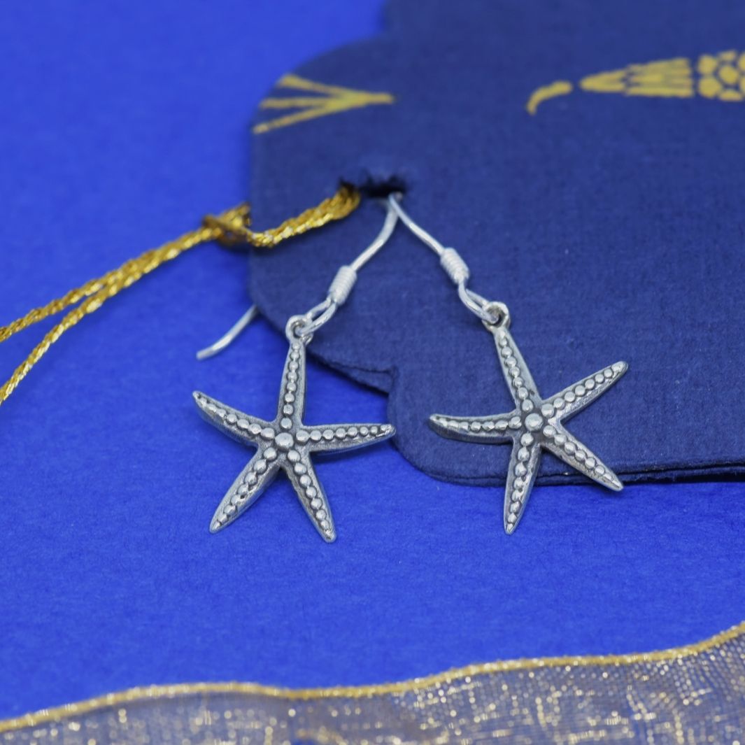 925 Silver Star Fish Earrings