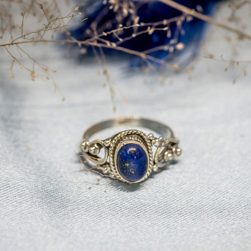 Lapis 925 Silver Oval Ring
