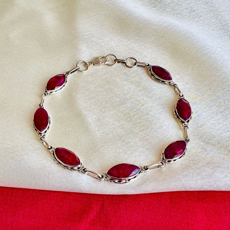 Dyed Ruby 925 Silver Bracelet