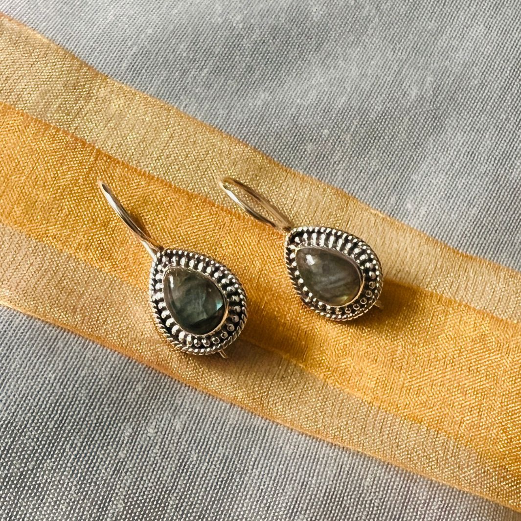 Labradorite 925 Silver Drop Earrings