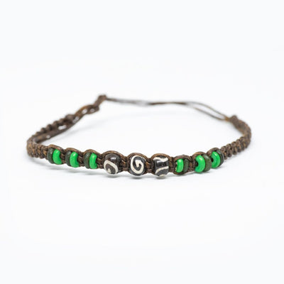 Brown-Green Thread & Bead Bracelet