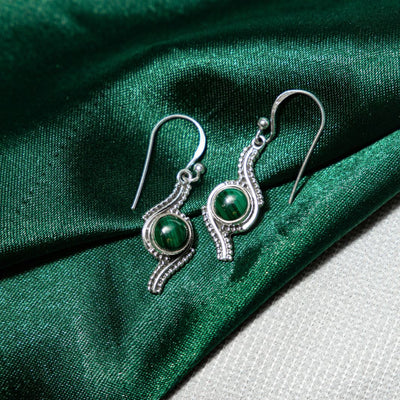 Malachite 925 Silver Earrings