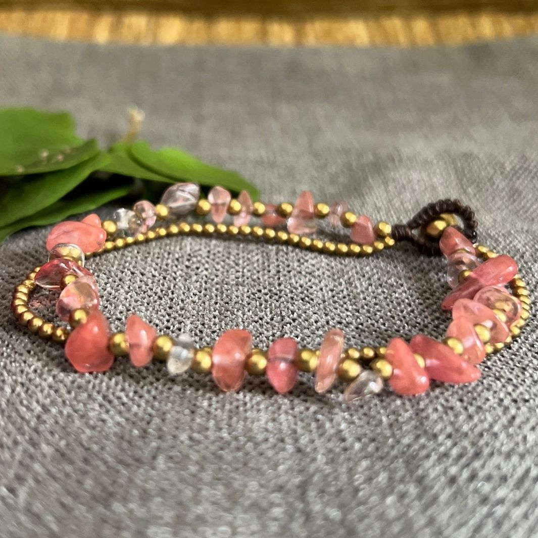 Golden-Peach Stone Bracelet