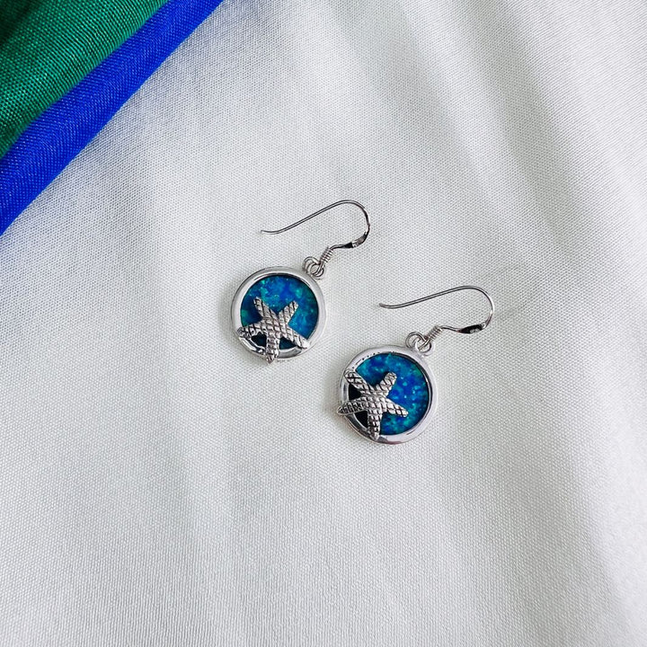 Blue Opal 925 Silver Earrings