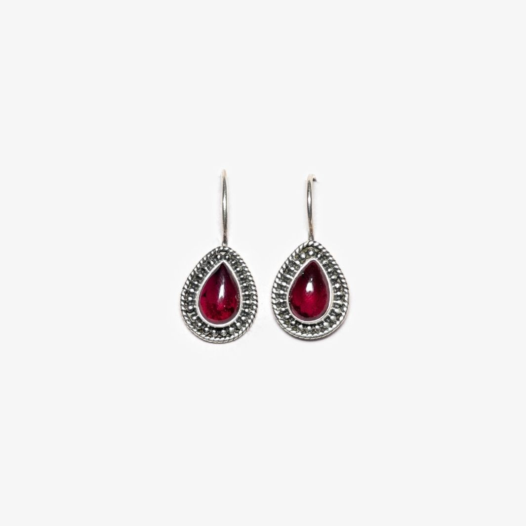 Garnet 925 Silver Drop Earrings