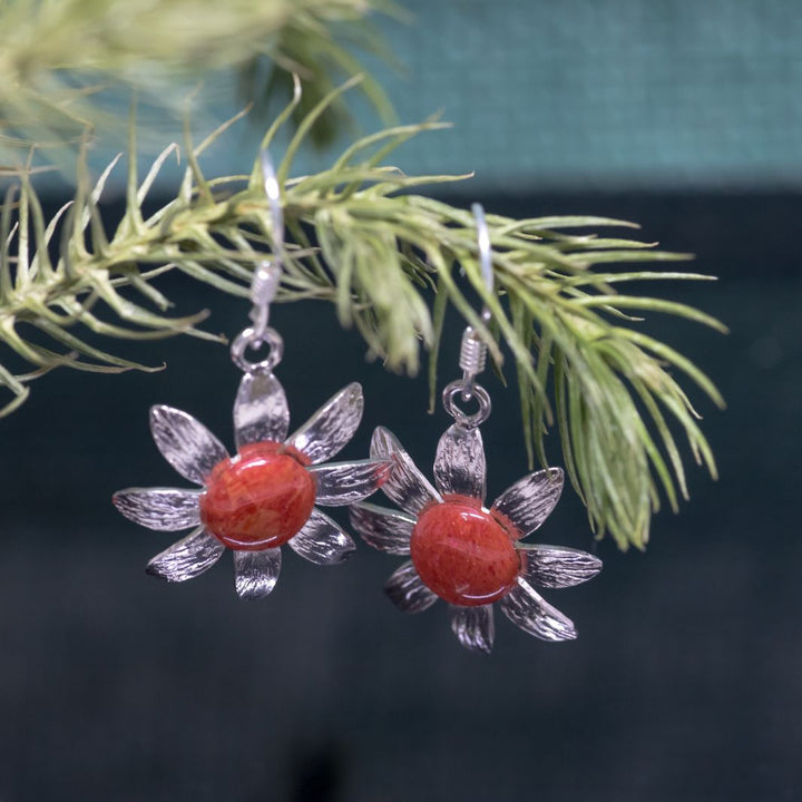 Coral 925 Silver Earrings