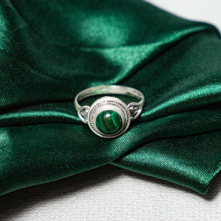 Malachite 925 Silver Round Ring