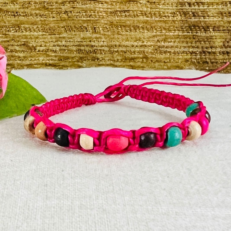 Multicolour Thread & Bead Bracelet - Set Of 3