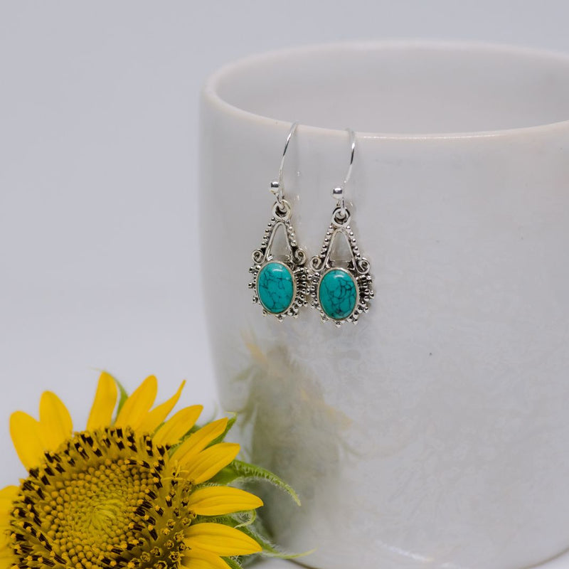 Turquoise 925 Silver Hanging Earrings