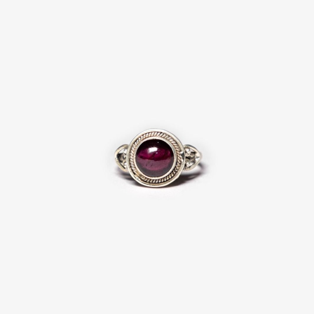 Garnet 925 Silver Round Ring