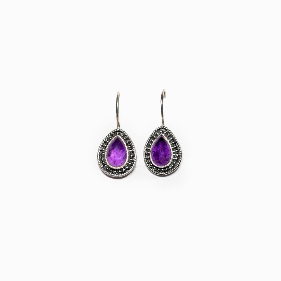 Amethyst 925 Silver Drop Shape Earrings