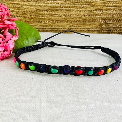 Multicolour Thread & Bead Bracelet - Set Of 3