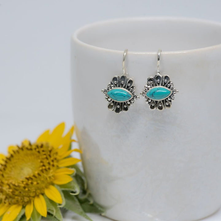 Turquoise 925 Silver Butterfly Earrings